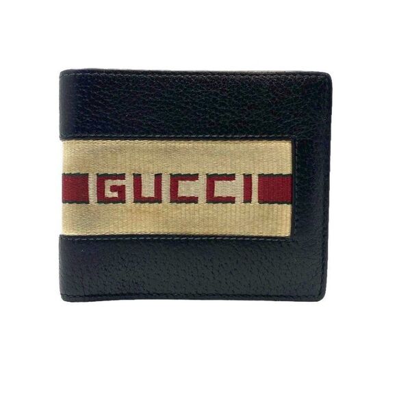 Gucci Black Stripe Web Bifold Wallet - Picture 1 of 9